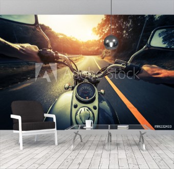 Picture of Motorcycle on the empty asphalt road